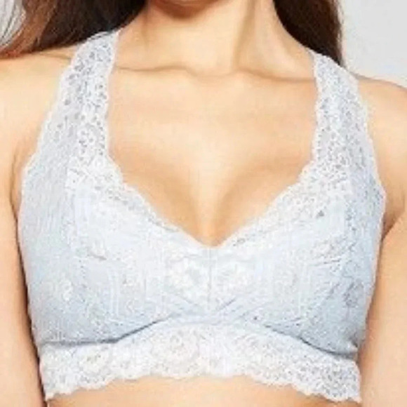 XS X-SMALL Gilligan Lace Pullover‎ Racerback Bralette Blue NWT - Picture 6 of 7